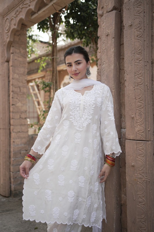 Masakali Ivory White Farshi Salwar Kurta Set