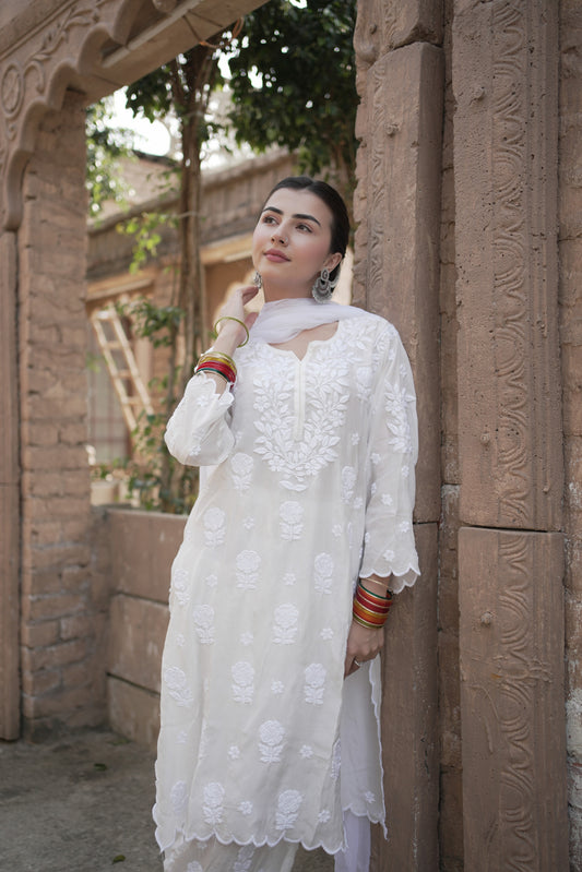 Masakali Ivory White Farshi Salwar Kurta Set