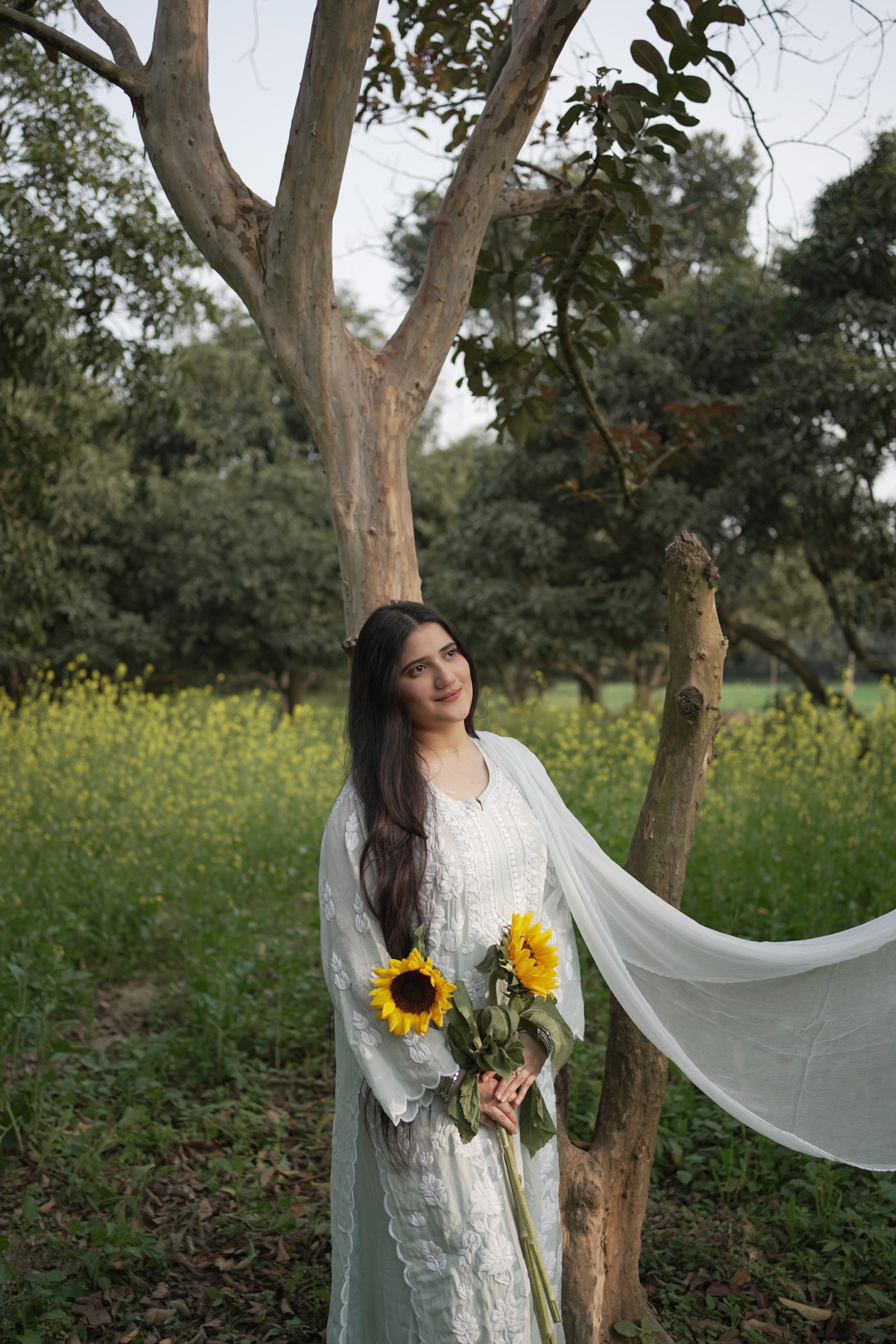 Masakali Pure Muslin Heavily Embroidered Chikankari Kurta Palazzo Set