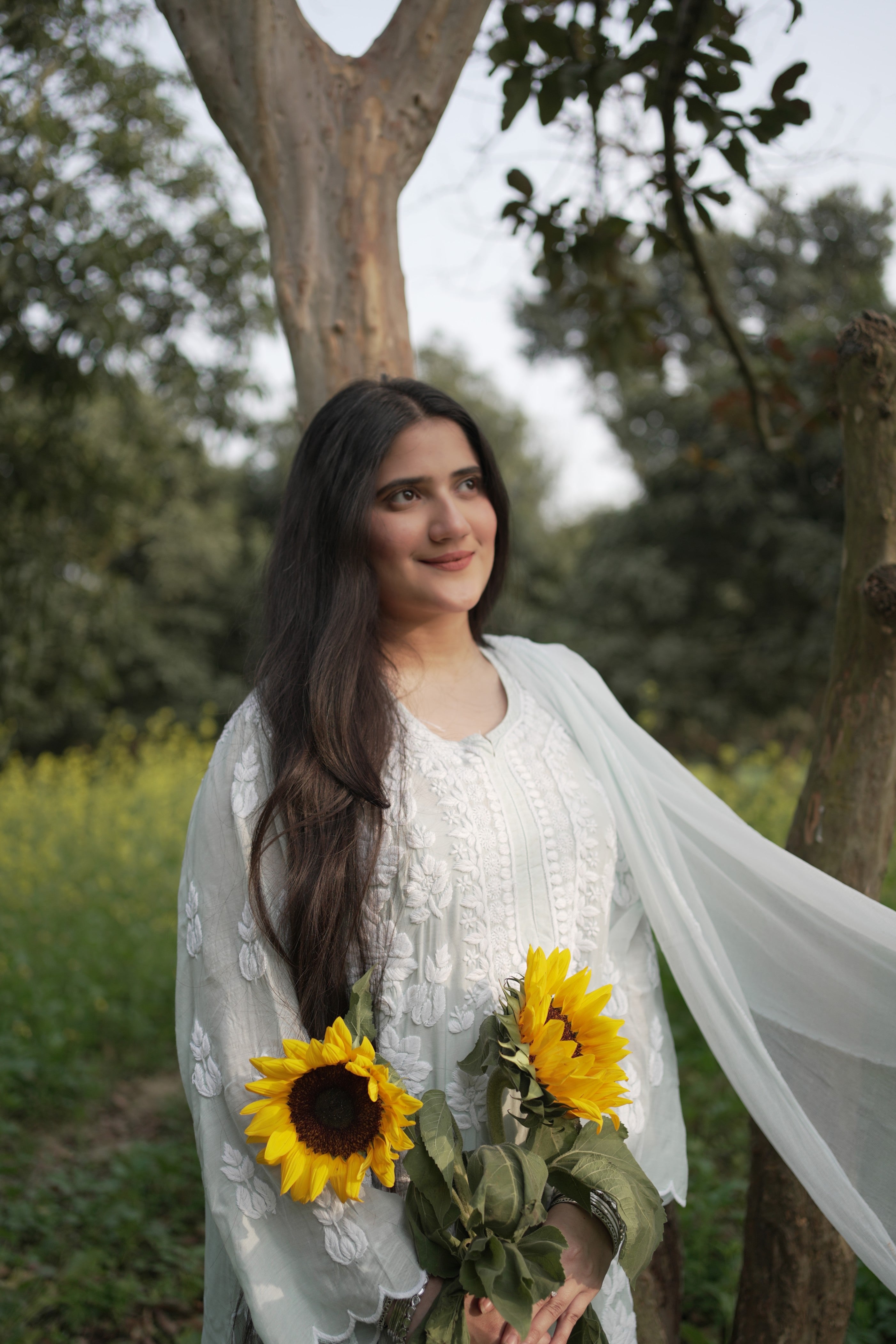 Masakali Pure Muslin Heavily Embroidered Chikankari Kurta Palazzo Set