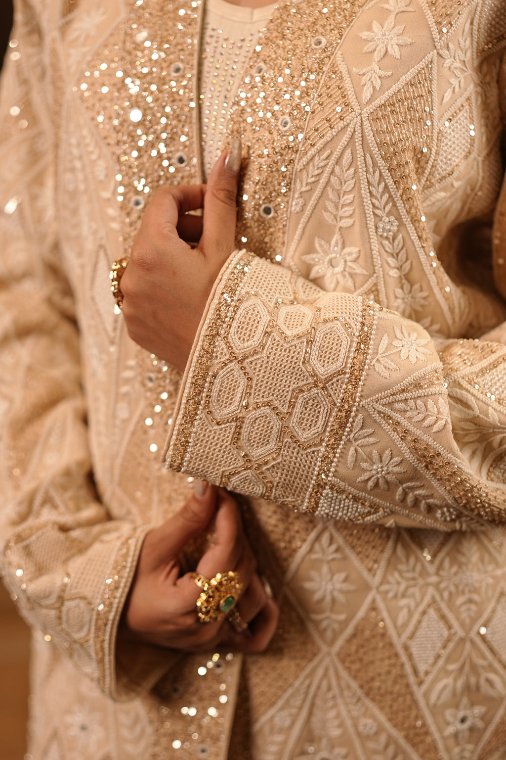 Masakali Brown Warm Nude Sequin Blazer Set